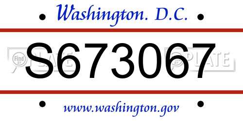 S673067 District Of Columbia License Plate