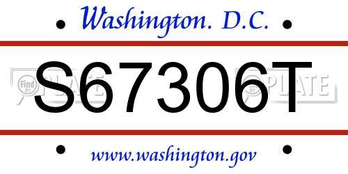 S67306T District Of Columbia License Plate