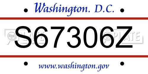 S67306Z District Of Columbia License Plate