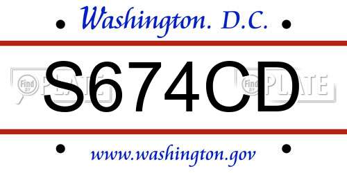 S674CD District Of Columbia License Plate