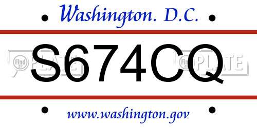 S674CQ District Of Columbia License Plate
