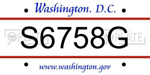 S6758G District Of Columbia License Plate