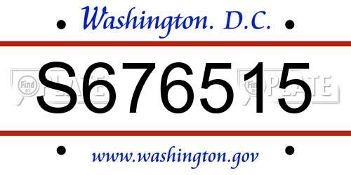 S676515 District Of Columbia License Plate
