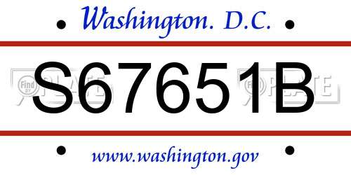 S67651B District Of Columbia License Plate