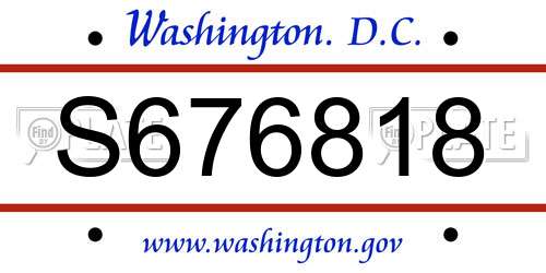 S676818 District Of Columbia License Plate