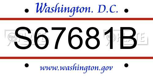 S67681B District Of Columbia License Plate