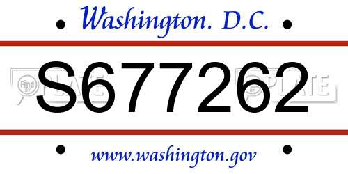 S677262 District Of Columbia License Plate