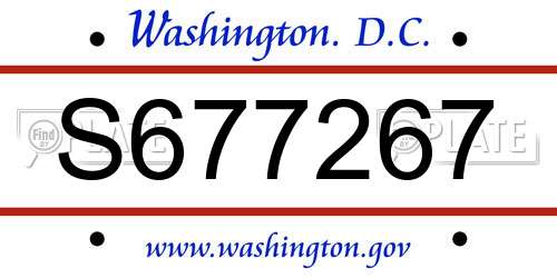 S677267 District Of Columbia License Plate