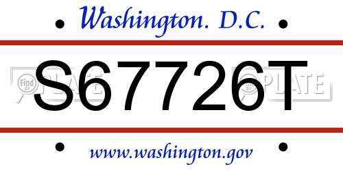 S67726T District Of Columbia License Plate