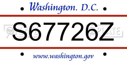 S67726Z District Of Columbia License Plate