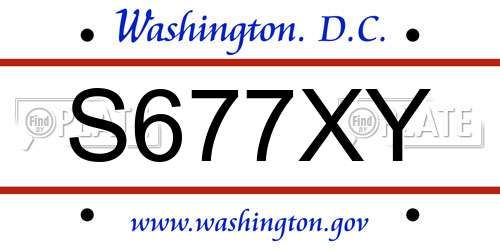 S677XY District Of Columbia License Plate