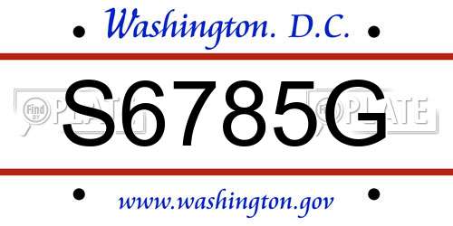 S6785G District Of Columbia License Plate