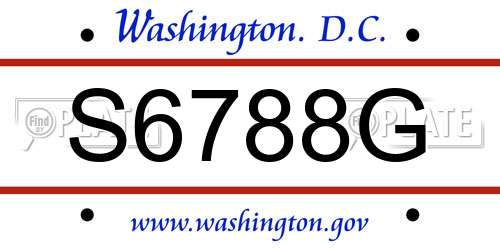 S6788G District Of Columbia License Plate