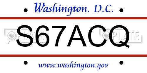 S67ACQ District Of Columbia License Plate