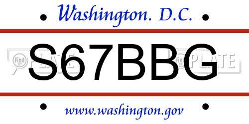 S67BBG District Of Columbia License Plate