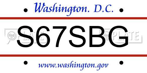 S67SBG District Of Columbia License Plate