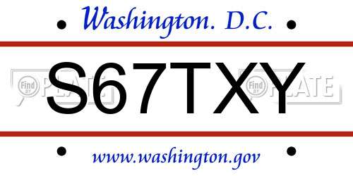 S67TXY District Of Columbia License Plate