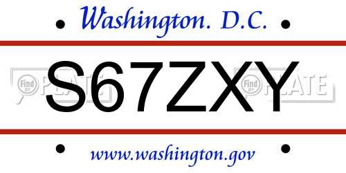 S67ZXY District Of Columbia License Plate