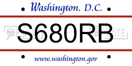 S680RB District Of Columbia License Plate