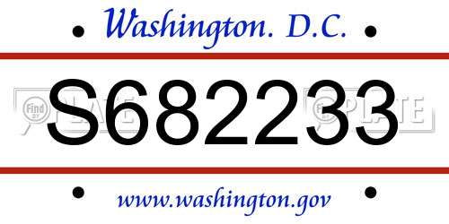 S682233 District Of Columbia License Plate