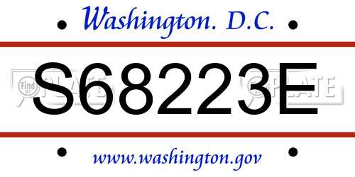 S68223E District Of Columbia License Plate
