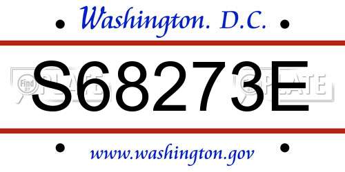 S68273E District Of Columbia License Plate