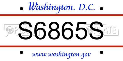 S6865S District Of Columbia License Plate