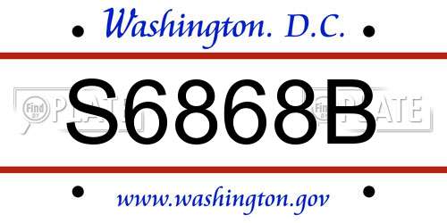 S6868B District Of Columbia License Plate