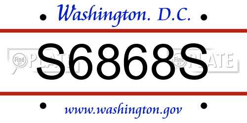 S6868S District Of Columbia License Plate