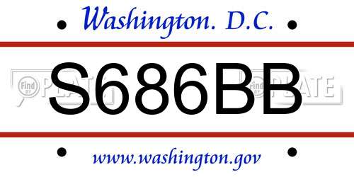 S686BB District Of Columbia License Plate