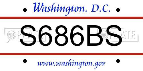S686BS District Of Columbia License Plate