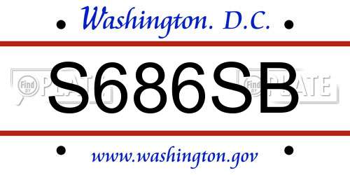 S686SB District Of Columbia License Plate