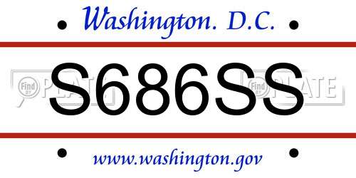 S686SS District Of Columbia License Plate