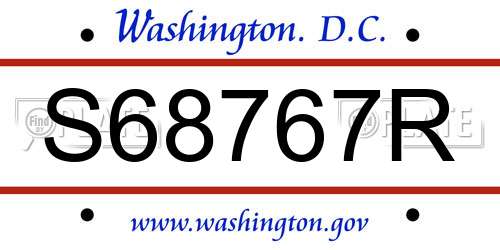 S68767R District Of Columbia License Plate