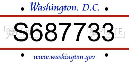 S687733 District Of Columbia License Plate