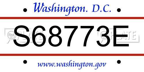 S68773E District Of Columbia License Plate