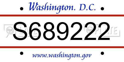 S689222 District Of Columbia License Plate