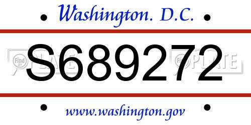 S689272 District Of Columbia License Plate