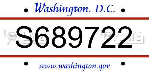 S689722 District Of Columbia License Plate