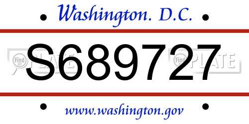 S689727 District Of Columbia License Plate