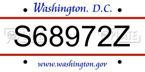 S68972Z District Of Columbia License Plate
