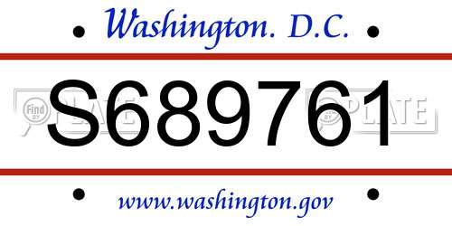 S689761 District Of Columbia License Plate