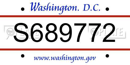 S689772 District Of Columbia License Plate