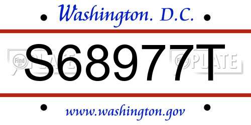 S68977T District Of Columbia License Plate