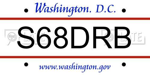 S68DRB District Of Columbia License Plate
