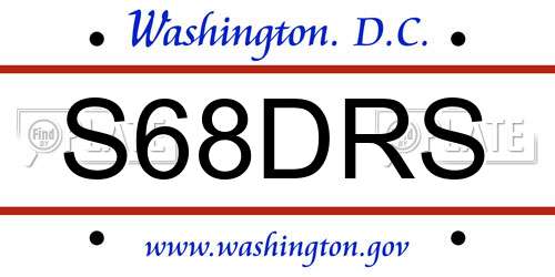 S68DRS District Of Columbia License Plate