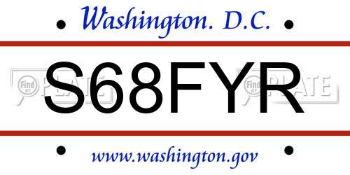 S68FYR District Of Columbia License Plate