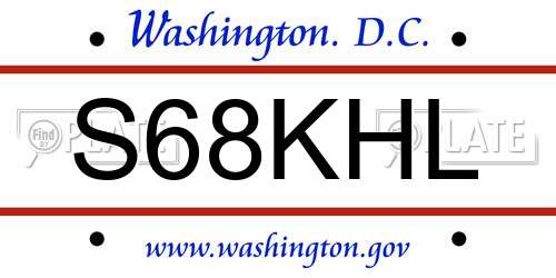 S68KHL District Of Columbia License Plate