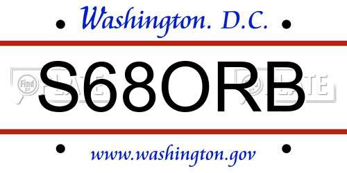 S68ORB District Of Columbia License Plate