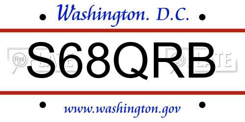 S68QRB District Of Columbia License Plate